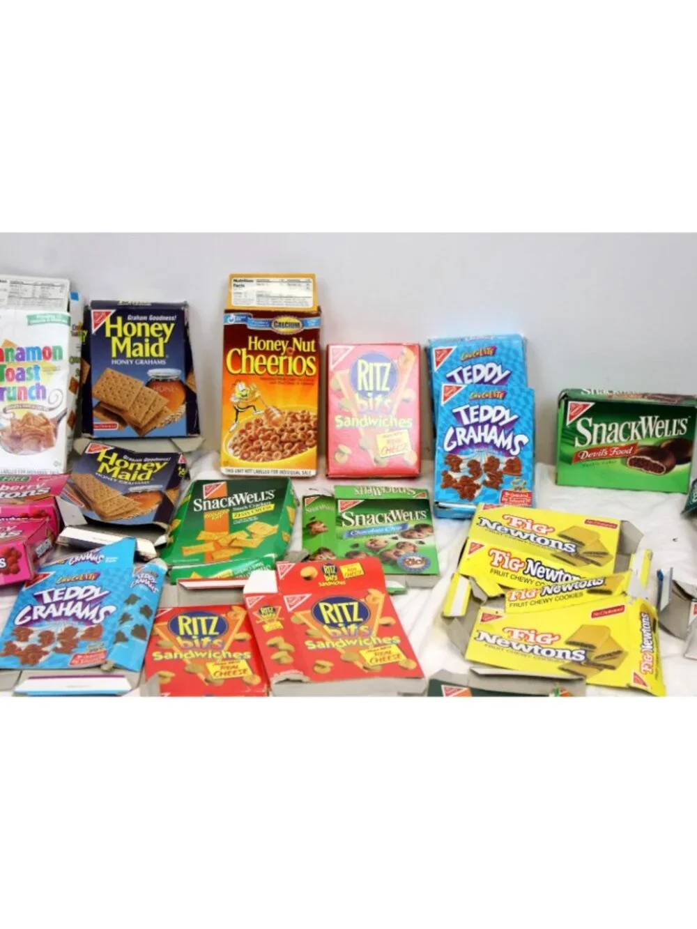 Lg Lot Cardboard Mini Snack Boxes Oreo Snackwells Ritz Vtg Crackers Cereal Play